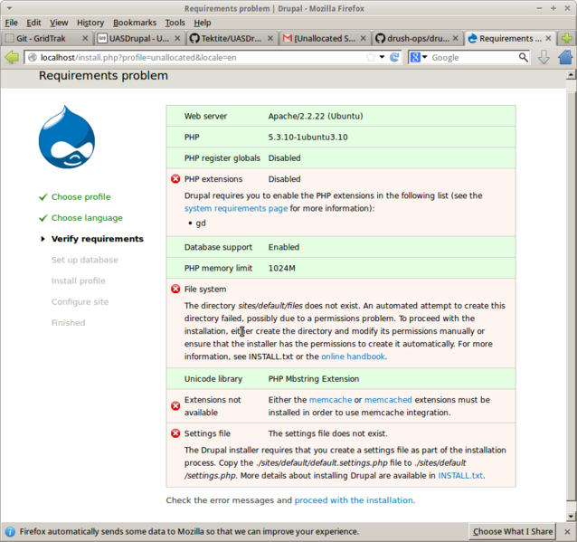 File:Drupal Requirements Errors Screenshot.png